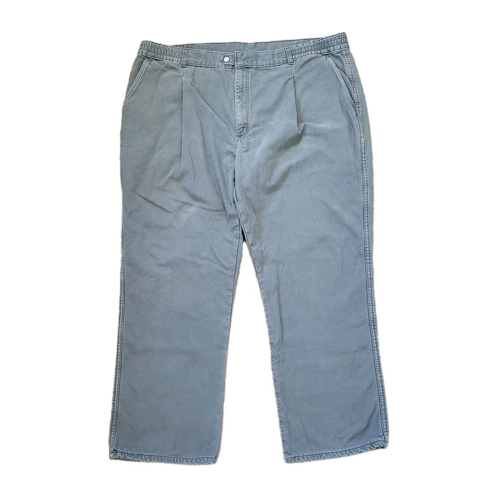 Vintage 90s LL Bean Flannel Lined Size 44x30 USA Made Mens Gray Canvas Pants